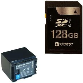 Synergy Digital Accessory Kit, Compatible with Canon XA15 Compact Full HD Camcorder includes: ACD787 Battery, SY-SD128GB Memory Card