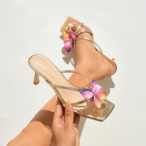 Women's Square Toe Open Toe Heeled Sandals Comfortable Ankle Strap Bow Kitten Heel Slip On Dress Party Sandals in Saudi Arabia