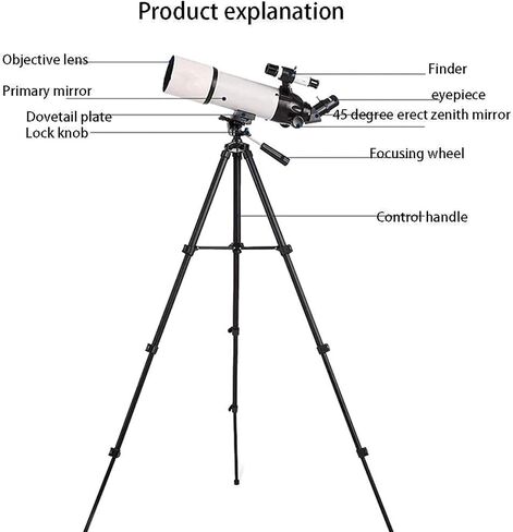 Telescopes for Astronomy Beginners 45 Degree Erect Zenith Mirror 80mm Large Diameter 5x24 Finder Telescope for Kids with Backpack A (Package 4) in Saudi Arabia