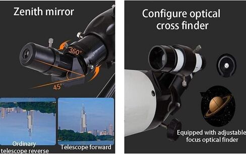 Telescopes for Astronomy Beginners 45 Degree Erect Zenith Mirror 80mm Large Diameter 5x24 Finder Telescope for Kids with Backpack A (Package 4) in Saudi Arabia