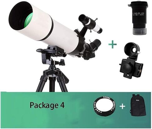 Telescopes for Astronomy Beginners 45 Degree Erect Zenith Mirror 80mm Large Diameter 5x24 Finder Telescope for Kids with Backpack A (Package 4) in Saudi Arabia