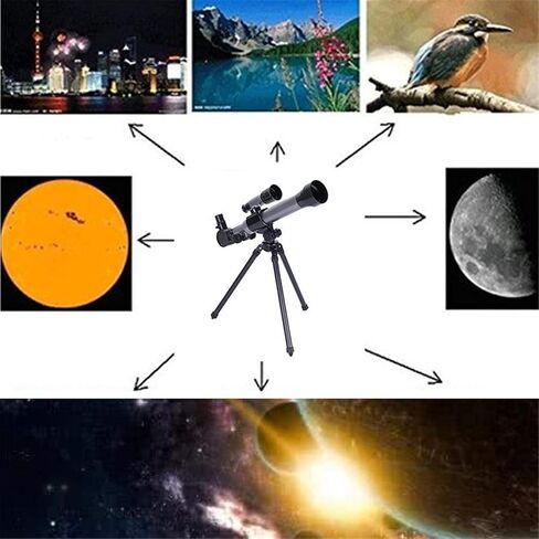 Telescope for Kids Astronomy Beginners Adults Astronomical Refracter Stargazing Telescope with Sturdy Tripod 3 Eyepieces and Finder Scope (Gray) in Saudi Arabia