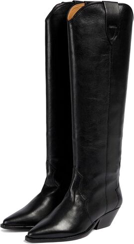 Yishaweiqi Camel Suede Knee High Boots for Women Snip Toe Chunky Heel Cowboy Cowgirl Boots Ladies Fall Wide Calf Tall Boots in Kuwait