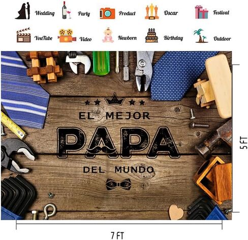 CHAIYA 7x5ft Father's Day Photography Backdrop Spanish El Mejor Papá Del Mundo Backdrop I Love Dad Decoration Feliz Día Del Padre Party Decor Father's Day Banner Backdrops in Saudi Arabia