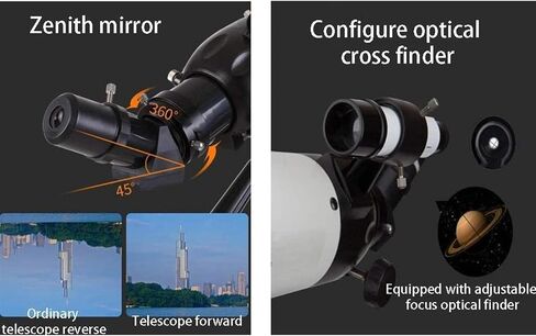 التلسكوبات للمبتدئين في علم الفلك 45 درجة منتصب Zenith Mirror 80 مم قطر كبير 5x24 تلسكوب Finder للأطفال مع حقيبة الظهر A (الحزمة 4) in Saudi Arabia
