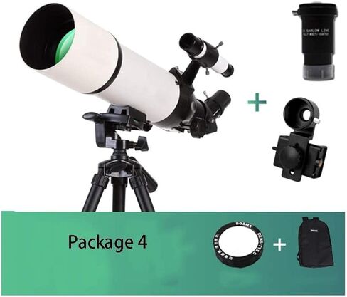 Telescopes for Astronomy Beginners 45 Degree Erect Zenith Mirror 80mm Large Diameter 5x24 Finder Telescope for Kids with Backpack A (Package 4) in Saudi Arabia