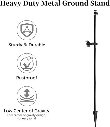 56 inch Security Camera Mount, Heavy Duty Trail Camera & Solar Pak Battery Mounting Post with 360° Rotatable 1/4" Ball Head Mount, Multi-Pivot Stable Rugged Steel Post(Black) in Saudi Arabia