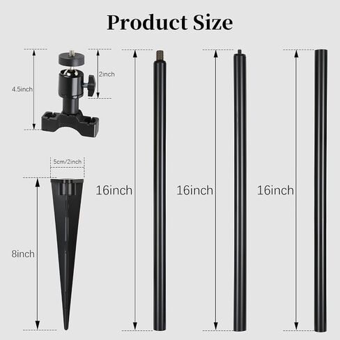 56 inch Security Camera Mount, Heavy Duty Trail Camera & Solar Pak Battery Mounting Post with 360° Rotatable 1/4" Ball Head Mount, Multi-Pivot Stable Rugged Steel Post(Black) in Saudi Arabia