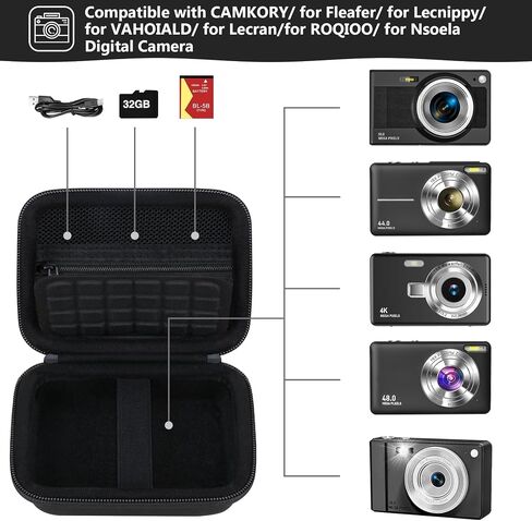 حمل علبة لـ Camkory/for Lecnippy/for Lecran/للكاميرا الرقمية Roqioo ، ونقطة رقمية وتصوير حقيبة سفر تخزين الكاميرا مع جيب الشبكة للبطارية ، وكابل USB ، وبطاقة SD ، و Pink in Saudi Arabia