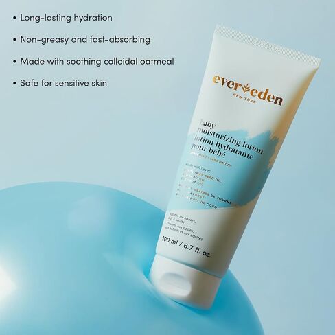 Evereden Baby Body Lotion, Dermatologist-Tested, Unscented, 6.7 fl oz | Non-Greasy Baby Mositurizer, Clean & Gentle Baby Care, Fragrance-Free, National Eczema Association Accepted, 6.7 fl oz in Kuwait