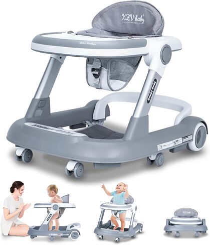 Baby Walker with Wheels 4 in 1 Foldable Activity Center with Mute Wheels Adjustable Heights Anti-Fall Activity Center for Boys Girls Safe Infant Toddler Walker with Footrest for 6-24 Months in Saudi Arabia