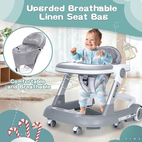 Baby Walker with Wheels 4 in 1 Foldable Activity Center with Mute Wheels Adjustable Heights Anti-Fall Activity Center for Boys Girls Safe Infant Toddler Walker with Footrest for 6-24 Months in Saudi Arabia