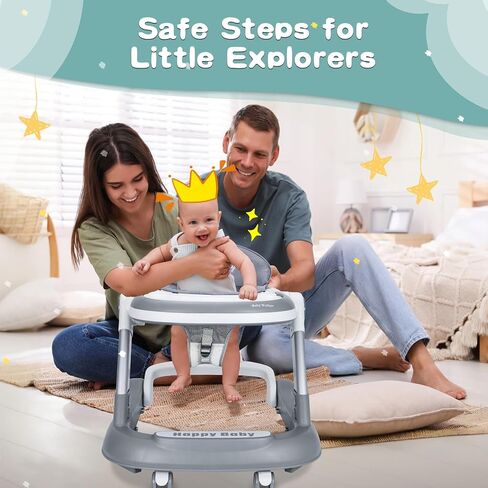 Baby Walker with Wheels 4 in 1 Foldable Activity Center with Mute Wheels Adjustable Heights Anti-Fall Activity Center for Boys Girls Safe Infant Toddler Walker with Footrest for 6-24 Months in Saudi Arabia