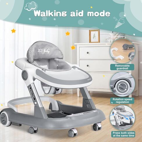 Baby Walker with Wheels 4 in 1 Foldable Activity Center with Mute Wheels Adjustable Heights Anti-Fall Activity Center for Boys Girls Safe Infant Toddler Walker with Footrest for 6-24 Months in Saudi Arabia