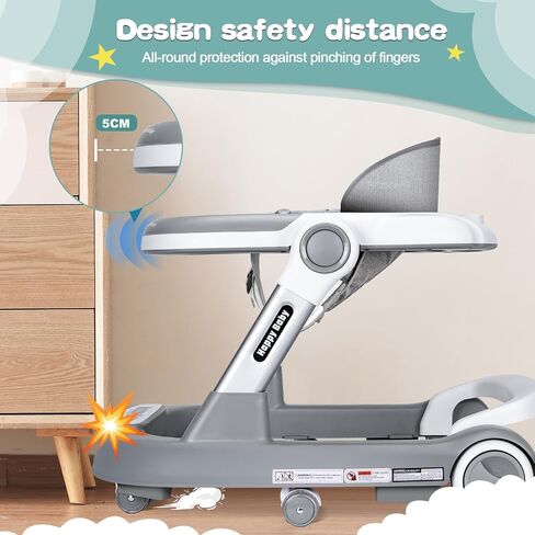 Baby Walker with Wheels 4 in 1 Foldable Activity Center with Mute Wheels Adjustable Heights Anti-Fall Activity Center for Boys Girls Safe Infant Toddler Walker with Footrest for 6-24 Months in Saudi Arabia