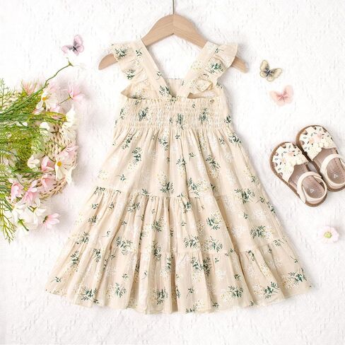 2-6Y Baby Girl Flower Dress Toddler Sleeveless Ruffle Dress Kid Casual Dresses Girls Flower Outfits Summer Clothes in Saudi Arabia