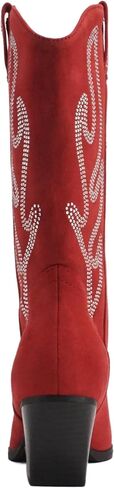 Soda “OZIE" ~ Women Pointed Toe Low Heel Rhinestone Mid-Calf Western Boot in Saudi Arabia