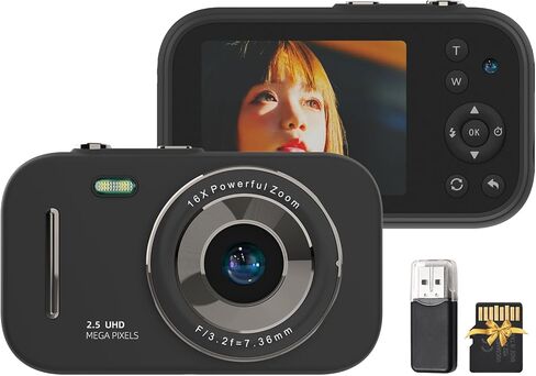 1080P Digital Camera Portable Digital Video Camera 48MP Dual Lens 2.8 Inch IPS Screen Game Playing Mc Listening Built-in Battery with 32GB TF Card USB Card Reader Birthday Christmas Gift for Teens in Saudi Arabia