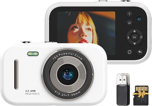 1080P Digital Camera Portable Digital Video Camera 48MP Dual Lens 2.8 Inch IPS Screen Game Playing Mc Listening Built-in Battery with 32GB TF Card USB Card Reader Birthday Christmas Gift for Teens in Saudi Arabia