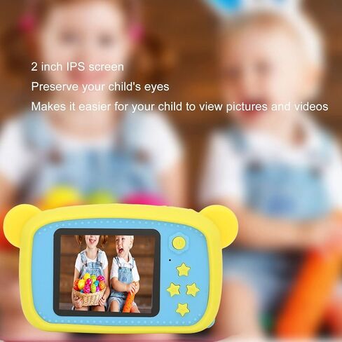 Septpenta Kids Digital Camera ، شاشة 2in HD ، إطارات متعددة متعددة ، الكاميرا الأمامية والخلفية المزدوجة ، الكاميرا المدمجة والمحمولة ، كاميرا كاريكاتورية للأطفال تتراوح أعمارهم بين 3 إلى 10 هدية عيد ميلاد (أصفر) in Kuwait