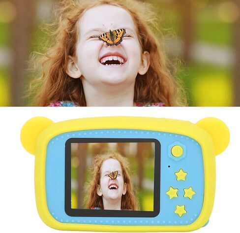Septpenta Kids Digital Camera ، شاشة 2in HD ، إطارات متعددة متعددة ، الكاميرا الأمامية والخلفية المزدوجة ، الكاميرا المدمجة والمحمولة ، كاميرا كاريكاتورية للأطفال تتراوح أعمارهم بين 3 إلى 10 هدية عيد ميلاد (أصفر) in Kuwait