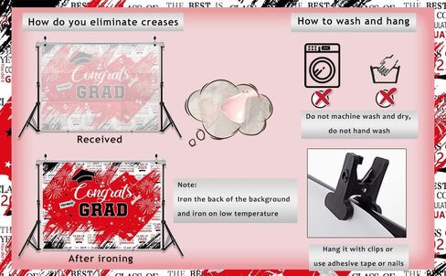 LYCGS 8x6ft Congrats Grad Red & Silver Grad Photo Backdrop 2025 Graduation Party Decor Banner X-119 in Saudi Arabia