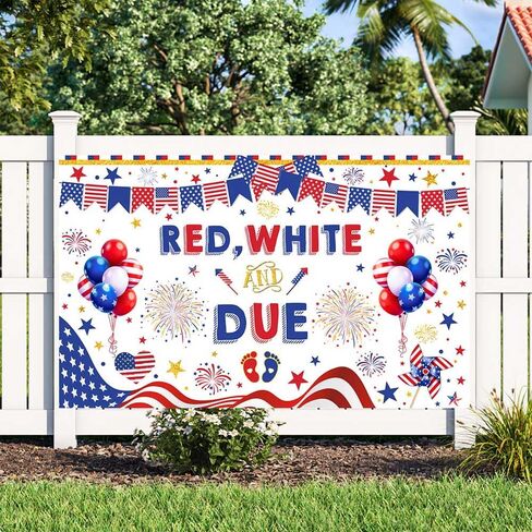 4th of July Baby Shower Backdrop Red White and Due Photography Background Red White and Blue Independence Day Oh Baby Patriotic Baby Shower Party Decorations Banner Photo Prop 70.8 x 43.3 inch in Saudi Arabia