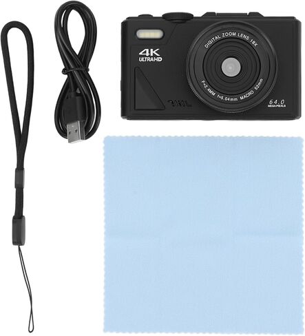 الكاميرا الرقمية 4K ، 64 ميجابكسل UHD 18x تكبير التلقائي التلقائي الكاميرا الرقمية ، الكاميرا الرقمية المدمجة مع شاشة Flip 3 بوصة لتصوير الفوتوغرافي تسافر (أسود) in Kuwait