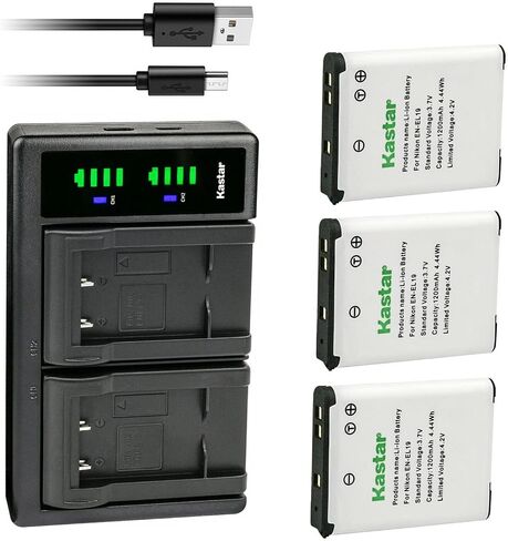 Kastar 4-Pack EN-EL19 Battery and LTD2 USB Charger Replacement for Nikon Coolpix S6900, Coolpix S7000, Coolpix S32, Coolpix S33, Coolpix A100, Coolpix A300, Coolpix W100, Coolpix W150 Camera in Kuwait