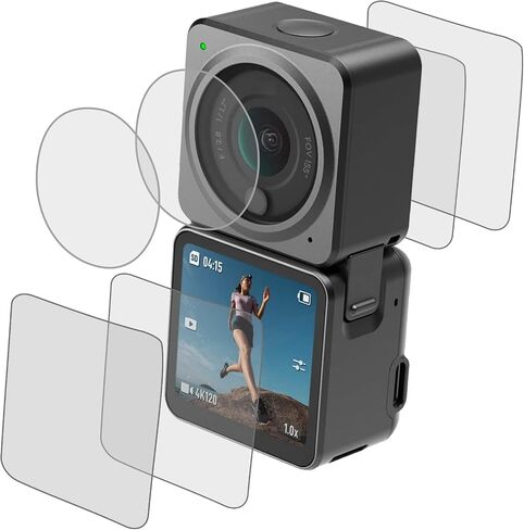 Osmo Action 2 Screen +Lens Protector for DJI Action 2 Combo 4K Camera Underwater for Vlogging Action Sports ، مجموعتان مضادتان للنظارات المقسمة في فيلم DJI Action 2 Power/Dual-Screen Combo (لـ DJI Action 2 Combo Dual-Screen) in Kuwait