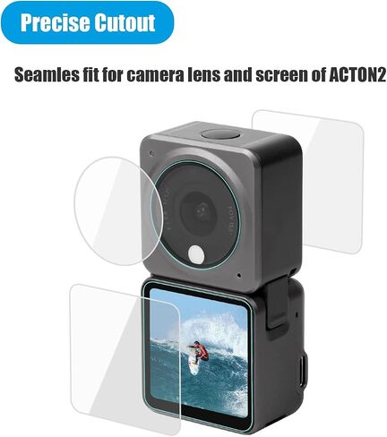 Osmo Action 2 Screen +Lens Protector for DJI Action 2 Combo 4K Camera Underwater for Vlogging Action Sports ، مجموعتان مضادتان للنظارات المقسمة في فيلم DJI Action 2 Power/Dual-Screen Combo (لـ DJI Action 2 Combo Dual-Screen) in Kuwait