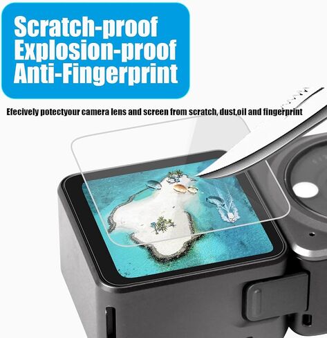 Osmo Action 2 Screen +Lens Protector for DJI Action 2 Combo 4K Camera Underwater for Vlogging Action Sports ، مجموعتان مضادتان للنظارات المقسمة في فيلم DJI Action 2 Power/Dual-Screen Combo (لـ DJI Action 2 Combo Dual-Screen) in Kuwait