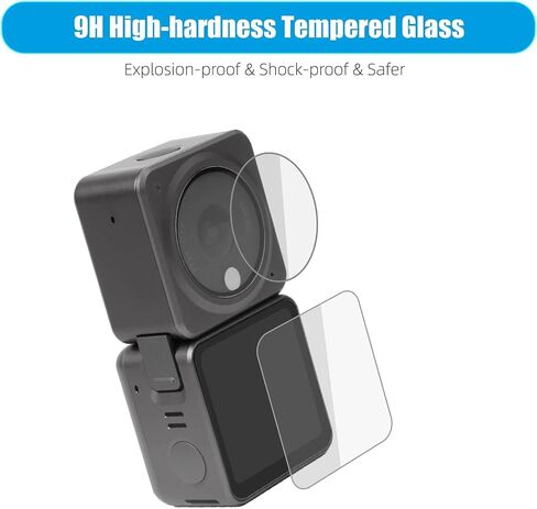 Osmo Action 2 Screen +Lens Protector for DJI Action 2 Combo 4K Camera Underwater for Vlogging Action Sports ، مجموعتان مضادتان للنظارات المقسمة في فيلم DJI Action 2 Power/Dual-Screen Combo (لـ DJI Action 2 Combo Dual-Screen) in Kuwait