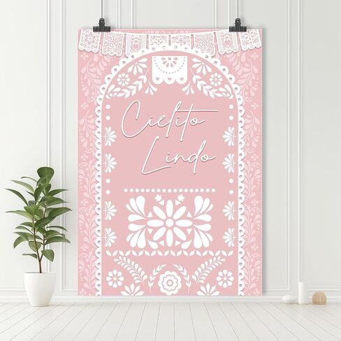 MEHOFOND Cielito Lindo Vertical Backdrop Blue Photography Background for Cielito Lindo Baby Shower Mexican Wedding Birthday Bridal Shower Mexican Themed Banner Photo Party Supplies 5x7ft in Kuwait
