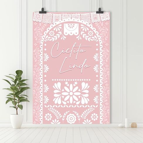 MEHOFOND Cielito Lindo Vertical Backdrop Blue Photography Background for Cielito Lindo Baby Shower Mexican Wedding Birthday Bridal Shower Mexican Themed Banner Photo Party Supplies 5x7ft in Kuwait