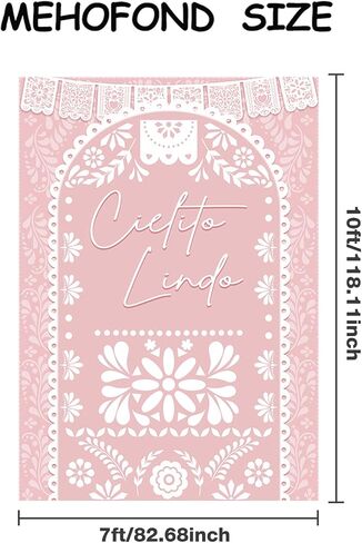 MEHOFOND Cielito Lindo Vertical Backdrop Blue Photography Background for Cielito Lindo Baby Shower Mexican Wedding Birthday Bridal Shower Mexican Themed Banner Photo Party Supplies 5x7ft in Kuwait
