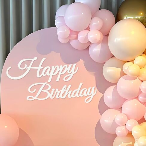 Happy Birthday Sign for Backdrop - White 'Happy Birthday' Party Banner Stickers for Balloon Arch Wall Decor Photo Backgrounds in Kuwait