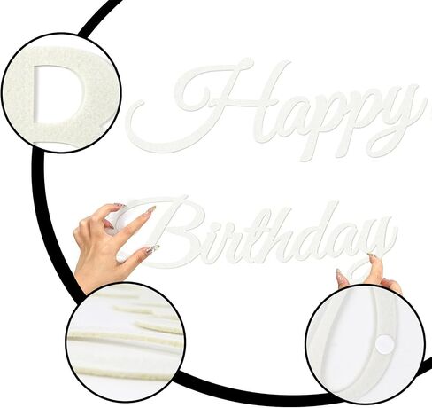 Happy Birthday Sign for Backdrop - White 'Happy Birthday' Party Banner Stickers for Balloon Arch Wall Decor Photo Backgrounds in Kuwait