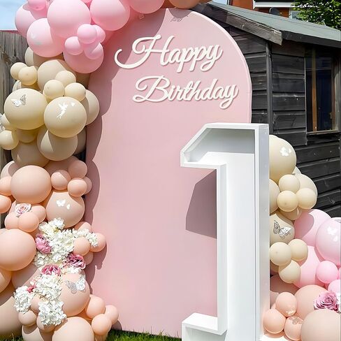 Happy Birthday Sign for Backdrop - White 'Happy Birthday' Party Banner Stickers for Balloon Arch Wall Decor Photo Backgrounds in Kuwait