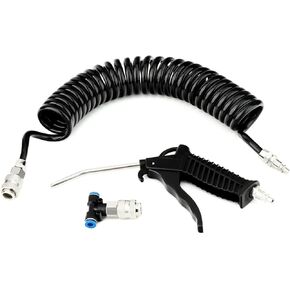GASHER Air Blow Gun Kit with 16ft Long Pneumatic Pu Hose, Recoil Air Hose Heavy Duty Air Gun Cleaning Kit For Semi Truck