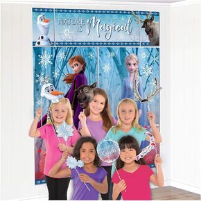 Amscan Disney Frozen 2 Ultimate Party Scene Setter (75" x 64") With Props, Pack Of 17 Multicolor Party Backdrop Bundle -| Great For Themed Parties & Events