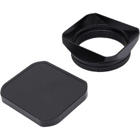 Camera Lens Hood, Square Metal Lens Shade Slim Low Profile Designed Hood with Cap Fit for X100VI X100V X100F X100T X100S X100 X70 (Silver)