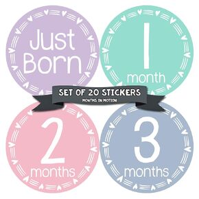Baby Monthly Stickers - Baby Milestone Stickers - Newborn Girl Stickers - Month Stickers for Baby Girl - Baby Girl Stickers - Newborn Monthly Milestone Stickers - Set of 20