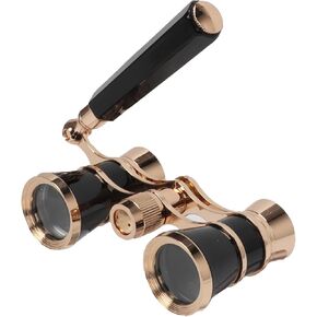 Mini Theater Binoculars 3X25, Lightweight & Compact, Adjusting Focus & Foldable Handle, Vintage Opera Glasses for Women & Kids, Fit for Opera, Concert, Cinema (Black)