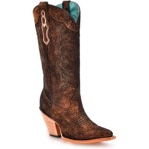 CORRAL LADIE'S COPPER-BLACK METALLIZED LEATHER & EMBROIDERY POINTED TOE, LEATHER SOLE, COWHIDE LEATHER, URBAN BOOTS, Z5240