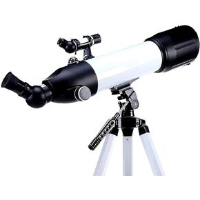 Astronomical Telescope Telescopes for Kids Beginners Adult 80mm Astronomy Refractor Telescope with Adjustable Tripod Eyepiece K25/K9mm(White)