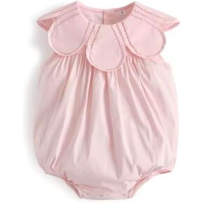 Baby girl pink romper with petal style collar