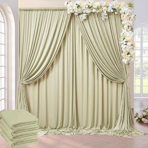 40ft x 10ft Wrinkle Free Ivory Backdrop Curtain for Wedding Party, 8 Panels 5×10ft Thick Silky Polyester Ivory Photo Backdrop Drapes Curtains for Birthday Baby Shower Photography Home Decor