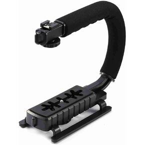 U Grip Triple Shoe Mount, Black Super Grip Video DV SLR Camera Stabilizing Handle for All DSLR Camera Camcorder