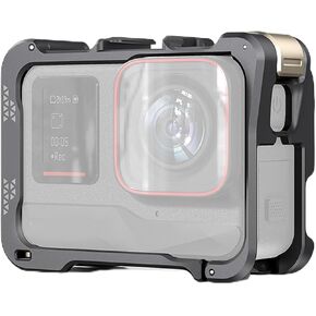 Action Camera Cage, Anti Drop Aluminum with Cold Shoe Silicone Lens Cover Action Camera Protective Video Rig Protective Frame for 360 Ace Ace Pro